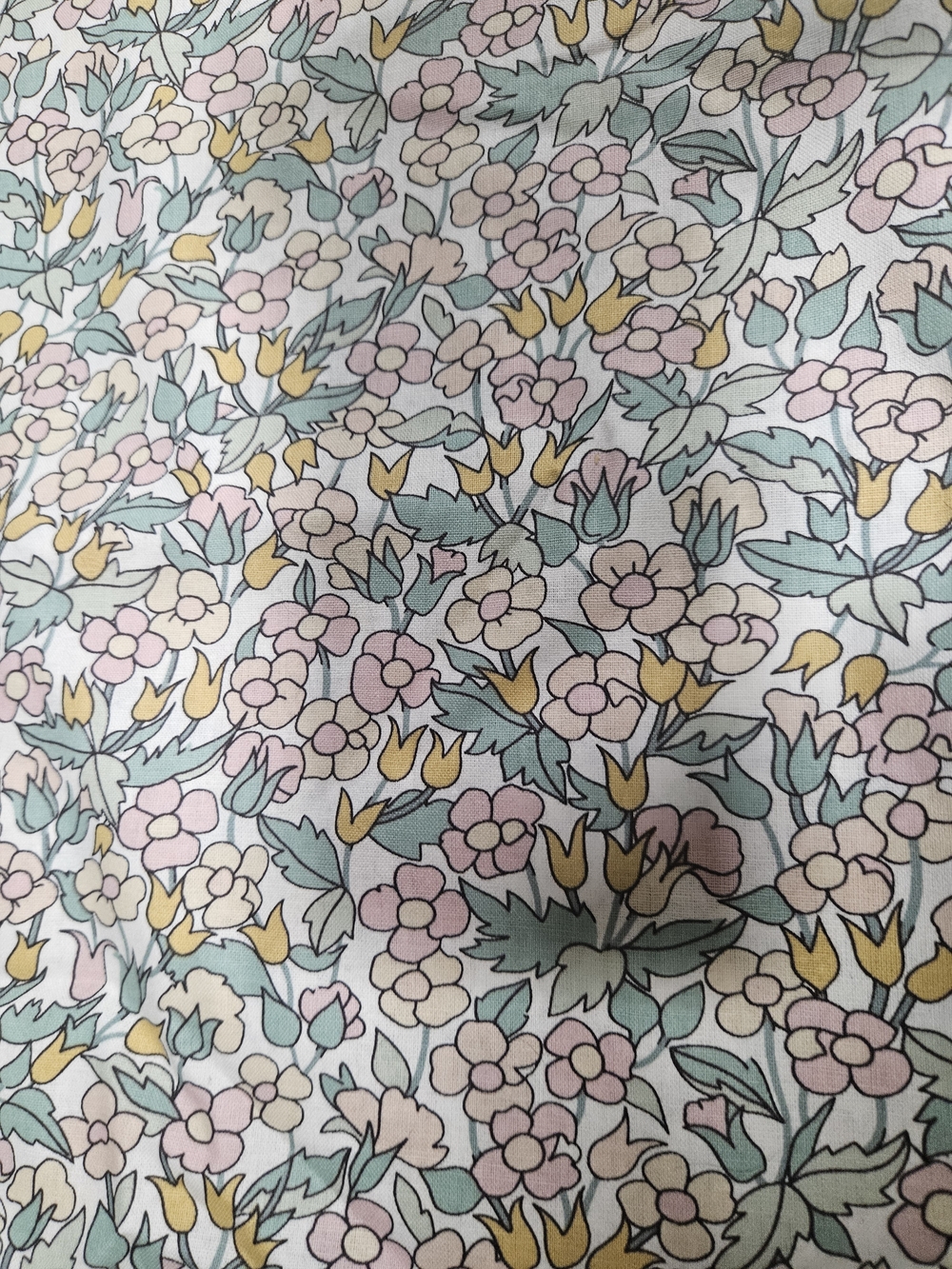 Insight Pastel Mini Florals Fabric in Mint, Pink, Yellow, 2.5 Yards